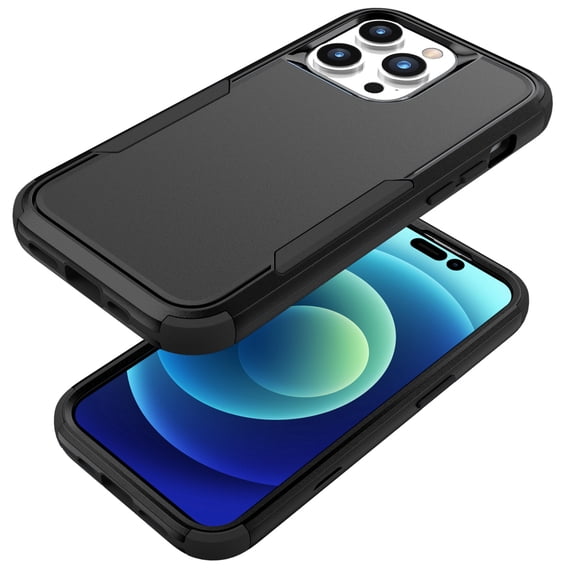 ELEHOLD Hybrid Case for iPhone 16 6.1" Rugged Shockproof Anti-Scratch Anti-Fingerprint Protective Hard PC Cover Support Wireless Charging for iPhone 16 -Black