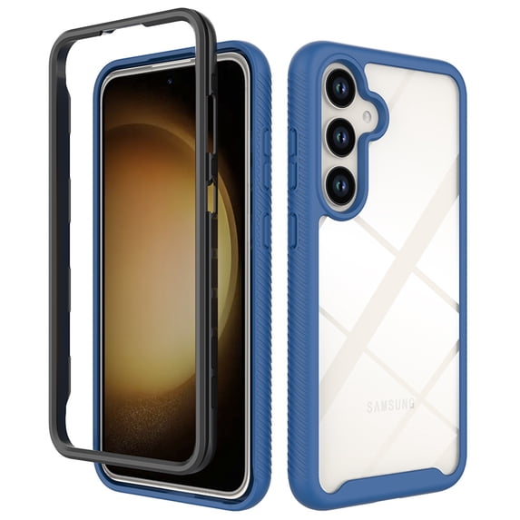 ELEHOLD Hybrid Clear Case for Samsung Galaxy S24, Slim Thin Lightweight Anti-Yellowing Transparent Clear Shockproof Bumper Frame Protective Case for Samsung Galaxy S24,Darkblue