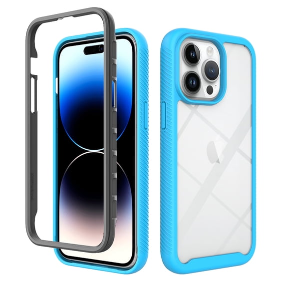 ELEHOLD Hybrid Clear Case for iPhone 15 Pro Max Slim Thin Anti-Yellowing Transparent Clear Shockproof Bumper Protective Case for iPhone 15 Pro Max, Lightblue