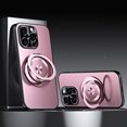 thumbnail image 1 of ELEHOLD Hybrid Frosted Plating Rugged Case For iPhone 13 Pro – PC + TPU Magnetic Shockproof Cover, MagSafe Compatible, with 360° Rotatable Ring Stand & Lens All-Inclusive Design, Pink, 1 of 7
