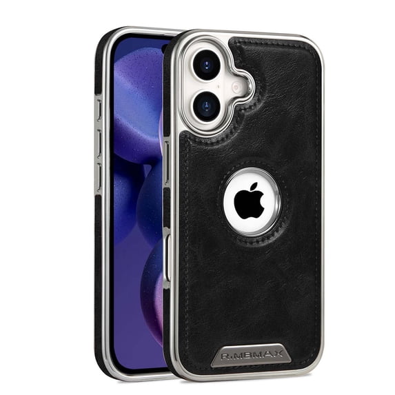 ELEHOLD Hybrid Rugged Case For iPhone 14 Pro – PU Leather + Hard PC Magnetic Shockproof Cover, MagSafe Compatible for Durable Protection, Black