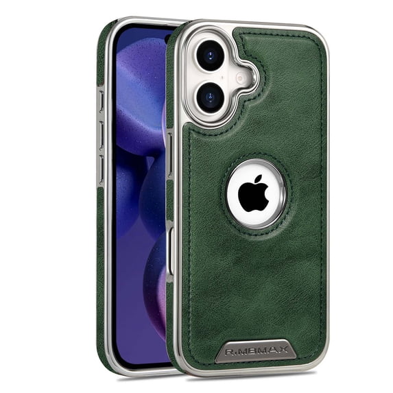 ELEHOLD Hybrid Rugged Case For iPhone 16 Pro – PU Leather + Hard PC Magnetic Shockproof Cover, MagSafe Compatible for Durable Protection, Green