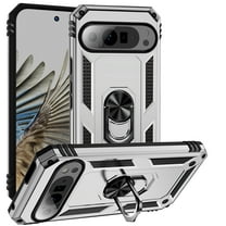 ELEHOLD Hybrid Rugged Case for Google Pixel 10 /10 Pro Full Body Protection with Metal Magnetic 360° Rotating Ring Holder Kickstand Shockproof Heavy Duty Case For Google Pixel 10 /10 Pro, Silver