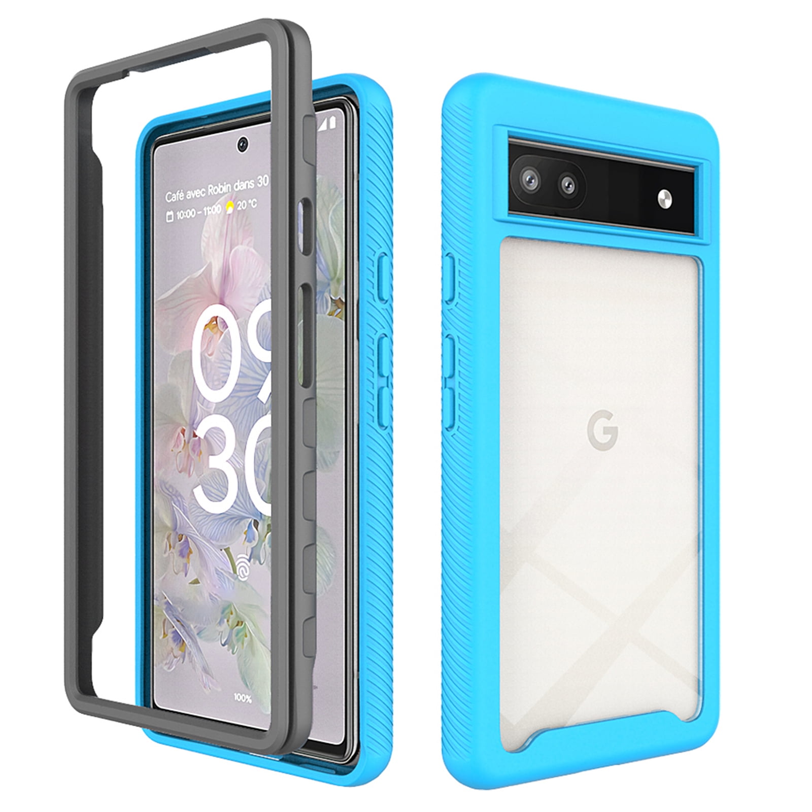 ELEHOLD Hybrid Rugged Case for Google Pixel 6A Slim Thin AntiYellowing Clear DualLayer Full