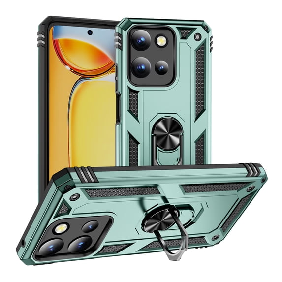 ELEHOLD Hybrid Rugged Case for Motorola Moto G Power (2025) Full Body Protection with Metal Magnetic 360° Rotating Ring Holder Kickstand Shockproof Heavy Duty Case for Moto G Power (2025),Darkgreen