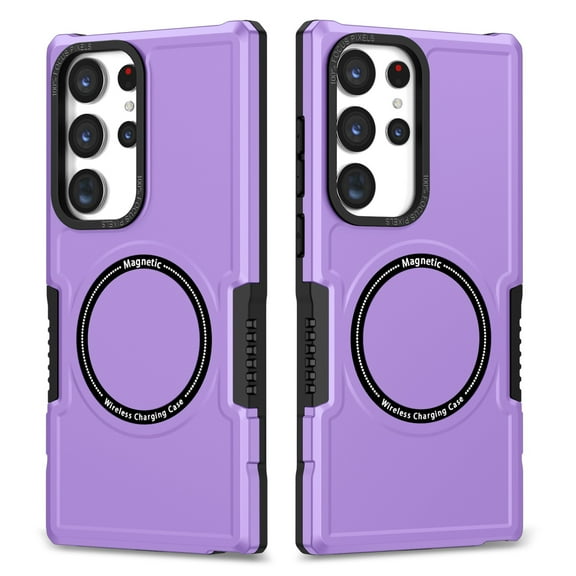 ELEHOLD Hybrid Rugged Case for Samsung Galaxy S24 Ultra Heavy Duty Full Protection Compatible with Mag Safe Anti-Scratch Shockproof Slim Magnetic Case for Samsung Galaxy S24 Ultra, Purple