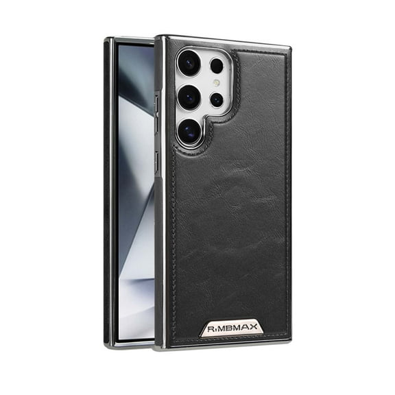 ELEHOLD Hybrid Rugged Case For Samsung Galaxy S25 Ultra – PU Leather + Hard PC Magnetic Shockproof Cover, MagSafe Compatible for Durable Protection, Black