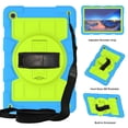 thumbnail image 1 of ELEHOLD Hybrid Rugged Case for Samsung Galaxy Tab A9 Plus 11.0" (2023), Heavy Duty Shockproof Cover with 360° Rotation Handstrap Kickstand Detachable Shoulder Strap Case for Galaxy Tab A9+,Blue Green, 1 of 9