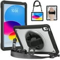 thumbnail image 1 of ELEHOLD Hybrid Rugged Case for iPad 10th Generation 10.9" 2022, Heavy Duty Shockproof Case with 360° Rotatable Handstrap Foldable Kickstand Crossbody Shoulder Strap for iPad 10th Gen,Black, 1 of 8