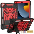 thumbnail image 1 of ELEHOLD Hybrid Rugged Case for iPad 9th/8th/7th Gen 10.2 2021/2020/2019, Heavy Duty Shockproof Case with Hidden Foldable Kickstand Adjustable Crossbody Shoulder Strap Pencil Holder,Black+Red, 1 of 7