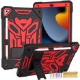 thumbnail image 1 of ELEHOLD Hybrid Rugged Case for iPad 9th/8th/7th Gen 10.2 2021/2020/2019, Heavy Duty Shockproof Case with Hidden Foldable Kickstand Adjustable Crossbody Shoulder Strap Pencil Holder,Black+Red, 1 of 7