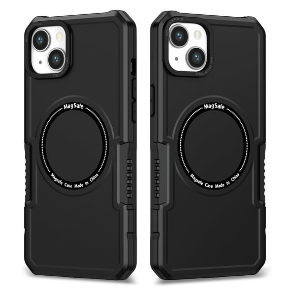 ELEHOLD Hybrid Rugged Case for iPhone 15 Plus Heavy Duty Full Protection Compatible with MagSafe Anti-Scratch Shockproof Slim Magnetic Case for iPhone 15 Plus, Black