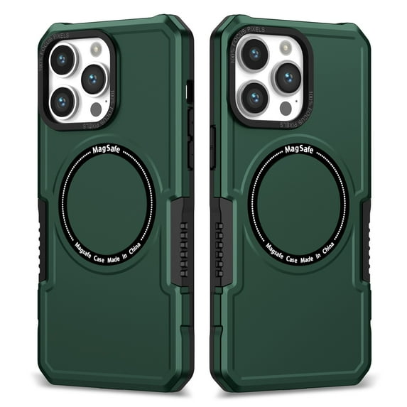 ELEHOLD Hybrid Rugged Case for iPhone 15 Pro Max Heavy Duty Full Protection Compatible with MagSafe Anti-Scratch Shockproof Slim Magnetic Case for iPhone 15 Pro Max, Darkgreen