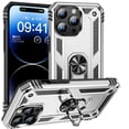thumbnail image 1 of ELEHOLD Hybrid Rugged Case for iPhone 16 Pro Max Full Body Protection with Metal Magnetic 360° Rotating Ring Holder Kickstand Shockproof Heavy Duty Case for iPhone 16 Pro Max,Silver, 1 of 6