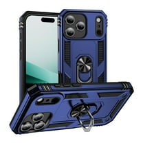 ELEHOLD Hybrid Rugged Case for iPhone 17 Full Body Protection with Metal Magnetic 360° Rotating Ring Holder Kickstand Shockproof Heavy Duty Case for iPhone 17,Blue