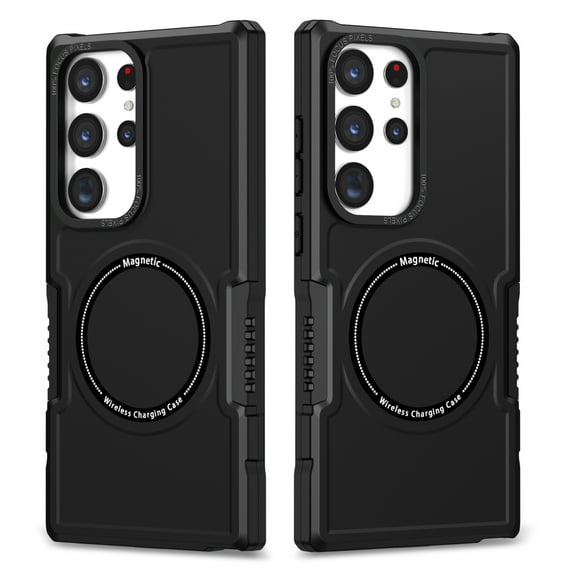 ELEHOLD Hybrid Rugged Magnetic Case for Samsung Galaxy S20 FE, Shockproof Anti-fall Dual-layer Protector Case,Non-Slip Rugged Magnetic Soft TPU Bumper Hard PC Back Cover Case, black