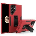 thumbnail image 1 of ELEHOLD Kickstand Rugged Case of Samsung Galaxy S22 Ultra 6.8 inch,Made of Hard PC Plastic + Flexible TPU,with Shockproof Dustproof Lens Protection Folding Hidden Form Bracket Case,Red/Black, 1 of 9