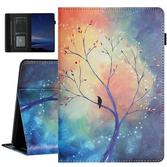 ELEHOLD Kids Case for 7.9 Inch iPad mini / iPad mini 2 / iPad mini 3 / iPad mini 4 / iPad mini 5 with Auto Wake Sleep, Flip Folio Stand Case Card Holder Soft PU Leather Cute Case,Tree