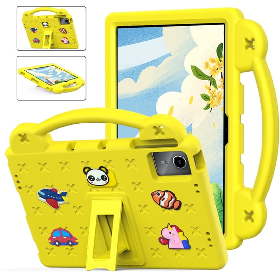 ELEHOLD Kids Case for Lenovo Tab M11 11inch TB330FU TB330XU EVA Foam Cute Cartoon Case with Built-in Kickstand Shockproof Handle Stand Cover for Lenovo Tab M11 2024,Yellow