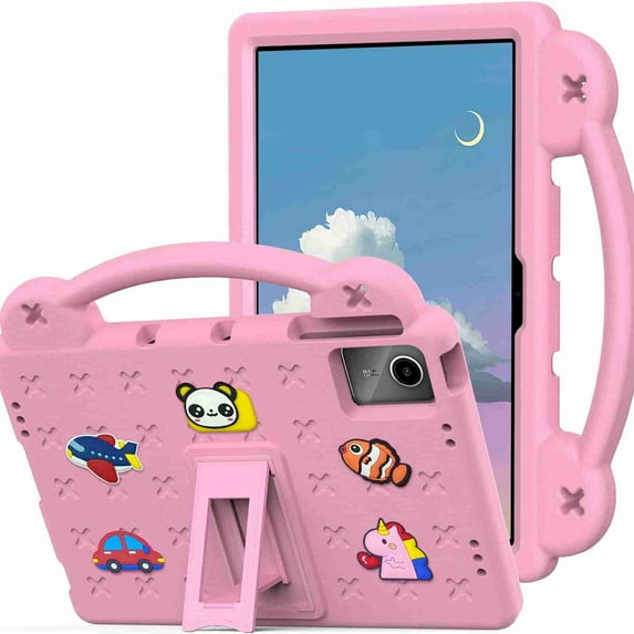 ELEHOLD Kids Case for Lenovo Tab M11 11inch TB330FU TB330XU EVA Foam Cute Cartoon Case with Built-in Kickstand Shockproof Handle Stand Cover for Lenovo Tab M11 2024,Pink