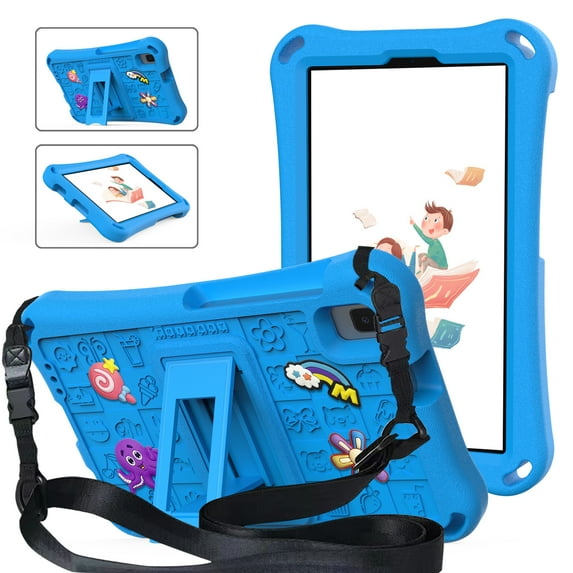ELEHOLD Kids Case for Samsung Galaxy Tab A9 8.7(2023)/X110/X115 /Tab A7 Lite 8.7(2021)/ A 8.0 (2019) with Kickstand Soft EVA Rugged Shockproof Anti-Scratch Cover with Detachable Strap,Skyblue