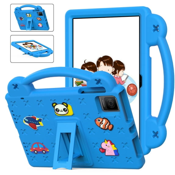ELEHOLD Kids Case for T-Mobile REVVL Tab 5G (2023) 10.36 Inch EVA Foam Cute Cartoon Case with Built-in Kickstand Shockproof Handle Stand Cover,Skyblue