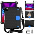 thumbnail image 1 of ELEHOLD Kids Case for iPad 10th Gen 10.9" 2022, Honeycomb Texture EVA Cover with Wristband Handstrap Pencil Holder Crossbody Shoulder Strap Shockproof Rugged Case for iPad 10th 2022,Black + Blue, 1 of 6