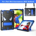 thumbnail image 1 of ELEHOLD Kids Case for iPad 10th Generation 10.9" 2022, Heavy Duty Rugged Cover with Foldable Kickstand  Crossbody Shoulder Strap Pencil Holder Shockproof Case for iPad 10.9" Case,Black+Blue, 1 of 6