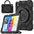 thumbnail image 1 of ELEHOLD Kids Case for iPad 10th Generation 10.9" 2022, Three-Layer Heavy Duty Rugged Shockproof Case with 360° Rotatable Folding Handle Grip Kickstand Crossbody Shoulder Strap for iPad 10th Gen,Black, 1 of 7