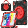 thumbnail image 1 of ELEHOLD Kids Case for iPad 10th Generation 10.9" 2022, Three-Layer Heavy Duty Rugged Shockproof Case with 360° Rotatable Folding Handle Grip Kickstand Crossbody Shoulder Strap for iPad 10th Gen,Red, 1 of 7