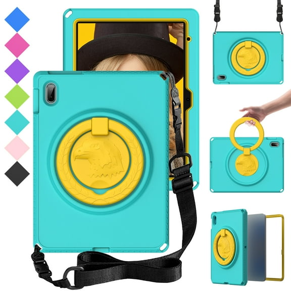 ELEHOLD Kids Case for iPad 10th Generation 10.9 Inch 2022 with Screen Protector Built in, Full Body Protection Shockproof Rugged Cover with Rotating Handle Grip Stand Crossbody Shoulder Strap,Mint