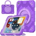 thumbnail image 1 of ELEHOLD Kids Case for iPad 9th/8th/7th Generation 10.2"(2021/2020/2019), Heavy Duty Rugged Shockproof Case with 360° Rotatable Folding Handle Grip Kickstand Crossbody Shoulder Strap,Purple, 1 of 8