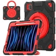 thumbnail image 1 of ELEHOLD Kids Case for iPad Pro 11" (2022/2021/2020/2018) / iPad Air4 Air5 10.9",Rugged Shockproof Case with Rotatable Folding Handle Grip Kickstand Crossbody Shoulder Strap Pencil Holder,Black+Red, 1 of 8