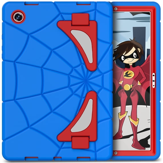 ELEHOLD Kids Friendly Case for Samsung Galaxy Tab S9/S9FE/S8/S7, Heavy Duty Shockproof Rugged Protective Case with Foldable Kickstand for Boys Children for Samsung Tab S9/S9FE/S8/S7,Blue+Red