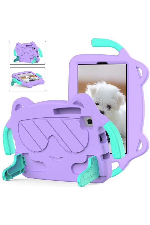 Kids Friendly Case for Samsung Tab A7 Lite 8.7 (2021), EVA + Hard PC Hybrid Shockproof Full Body Protective Multi-Angle Kickstand Cute Cover with Handle Grip for Galaxy Tab A7 Lite,Lightpurple