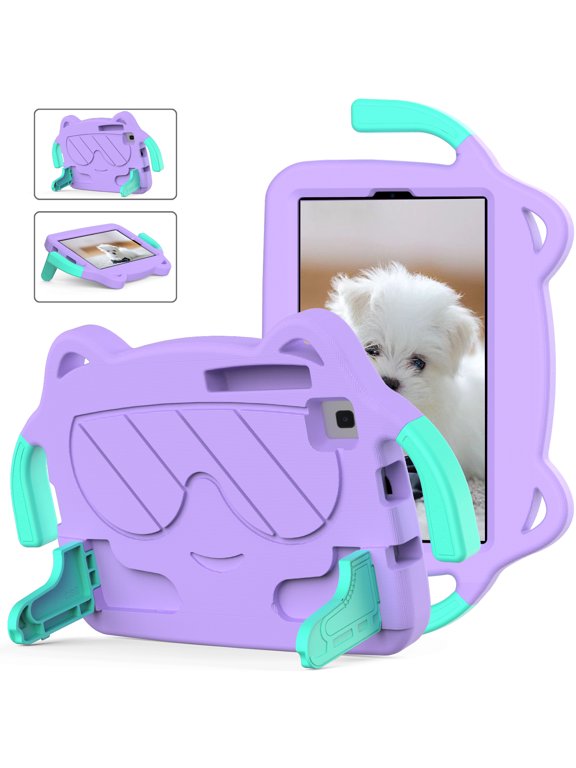 Kids Friendly Case for Samsung Tab A7 Lite 8.7 (2021), EVA + Hard PC Hybrid Shockproof Full Body Protective Multi-Angle Kickstand Cute Cover with Handle Grip for Galaxy Tab A7 Lite,Lightpurple