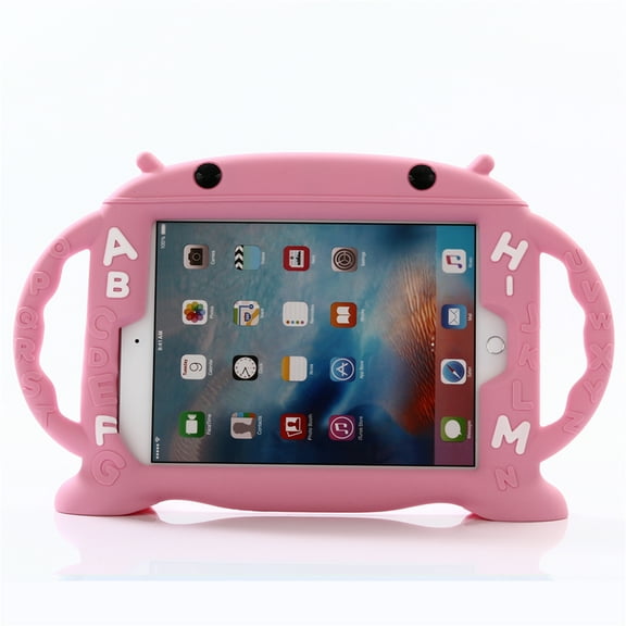 ELEHOLD Kids Friendly Case for iPad 6th/5th Gen/Pro 9.7" (2018/2017/2016),Cute Design Soft Silicone Full Body Protective with Kickstand Handle Grip Shockproof Anti-Scratch Case for iPad 9.7" -Pink