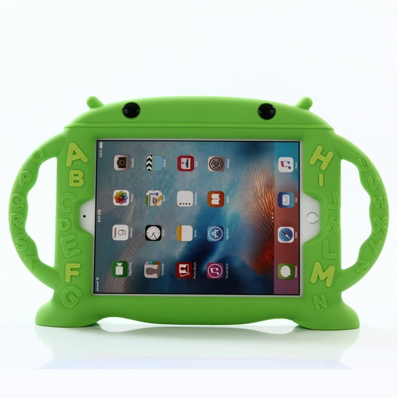 ELEHOLD Kids Friendly Case for iPad 9th/8th/7th 10.2" (2021/2020/2019),Cute Design Soft Silicone Full Body Protective with Kickstand Handle Grip Shockproof Anti-Scratch Case for iPad 10.2 inch,Green
