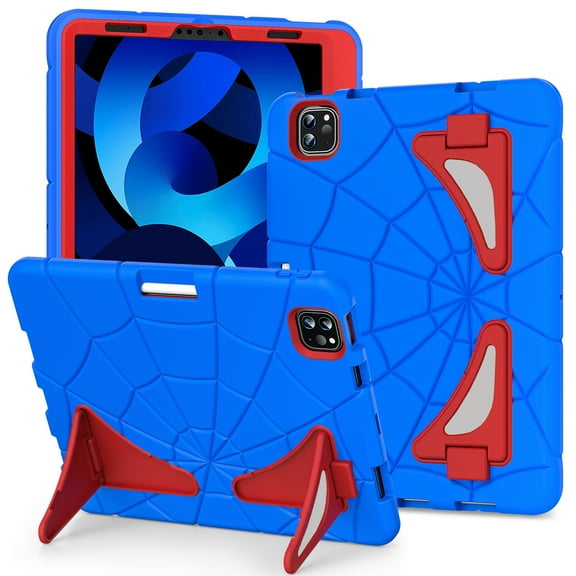 ELEHOLD Kids Friendly Case for iPad Pro 11-inch (M5) 2025/(M4) 2024, Heavy Duty Shockproof Rugged Protective Case with Pencil Holder Foldable Kickstand for Boys Children,Blue+Red