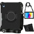 thumbnail image 1 of ELEHOLD Kids Heavy Duty Rugged Shockproof Case Compatible with iPad 10th Generation 10.9 inch 2022, Hard PC Case with Hand Strap 360 Rotatable Kickstand Cover Carrying Shoulder Strap,Black, 1 of 6