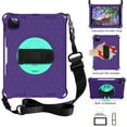 thumbnail image 1 of ELEHOLD Kids Heavy Duty Rugged Shockproof Case Compatible with iPad 10th Generation 10.9 inch 2022, Hard PC Case with Hand Strap Kickstand Cover Carrying Shoulder Strap,Purple+Mint, 1 of 6
