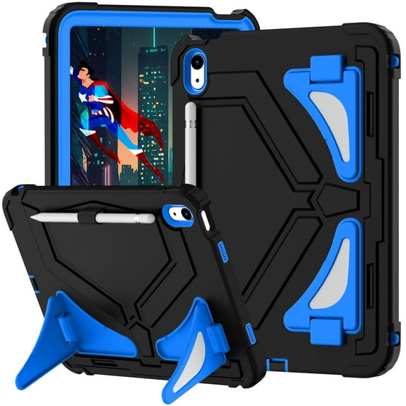 ELEHOLD Kids Protective Case for Apple iPad 11th(A16) Gen 2025/10th Gen 2022 with Screen Protector, Shockproof 3-Layers Heavy Duty Rugged Kickstand Protection Case with Shoulder Strap , D