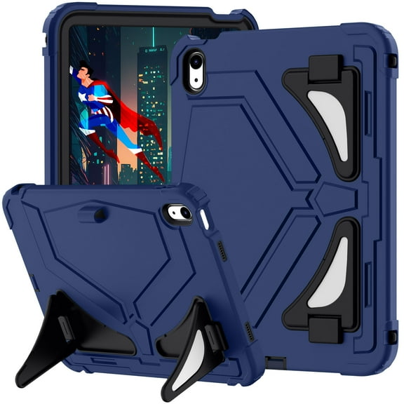 ELEHOLD Kids Protective Case for Apple iPad 11th(A16) Gen 2025/10th Gen 2022 with Screen Protector, Shockproof 3-Layers Heavy Duty Rugged Kickstand Protection Case with Shoulder Strap , A