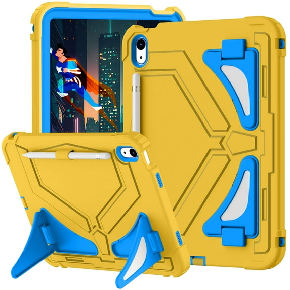 ELEHOLD Kids Protective Case for Apple iPad 11th(A16) Gen 2025/10th Gen 2022 with Screen Protector, Shockproof 3-Layers Heavy Duty Rugged Kickstand Protection Case with Shoulder Strap , G
