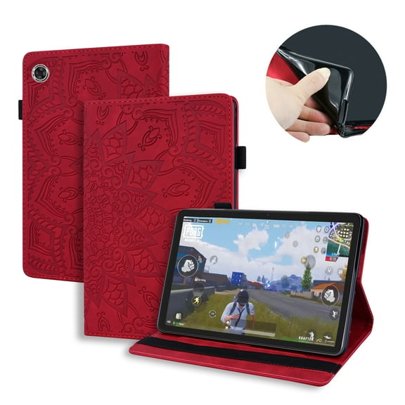 ELEHOLD for Kindle Fire Max 11 Inch Case (13th Generation, 2023 Release), Premium Embossed PU Leather Folio Flip Cover with Card Holder Anti-Slip Multi-Angle Stand Shockproof Protective Case,Red