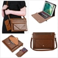 thumbnail image 1 of ELEHOLD Leather Bag Case for iPad Pro 12.9" 2022/2021/2020/2018 with Card Slots Zipper Storage Pencil Holder Kickstand Function Crossbody Shoulder Strap Handstrap Phone Bag Business Bag Case,Brown, 1 of 9