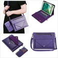 thumbnail image 1 of ELEHOLD Leather Bag Case for iPad Pro 12.9" 2022/2021/2020/2018 with Card Slots Zipper Storage Pencil Holder Kickstand Function Crossbody Shoulder Strap Handstrap Phone Bag Business Bag Case,Purple, 1 of 9