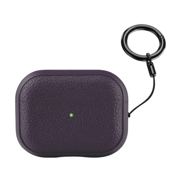 ELEHOLD Leather Case For AirPods 4th 2024,Shockproof Slim Soft Full Protective Wireless Charging Cover with Keychain For AirPods 4th 2024,Darkpurple