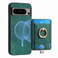thumbnail image 1 of ELEHOLD Leather Case for Google Pixel 6 Pro Magnetic Detachable Card Holder Magnetic 2 in 1 Wallet Case with Ring Holder Kickstand Compatible with Mag Safe Shockproof Cover,green, 1 of 8