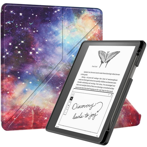 ELEHOLD Leather Case for Kindle Scribe 10.2" 2022 with Auto Wake/Sleep Function Multiple Angles Kickstand Pen Holder Full Body Protection Shockproof Anti-Scratch Case for Kindle Scribe 10.2",Galaxy